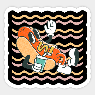 Retro Cool Hot dog Sticker